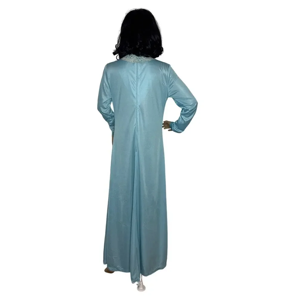 Vintage 1960s Mod/Gogo Era Blue Lace Trim Mod Maxi Dress Unbranded S/M